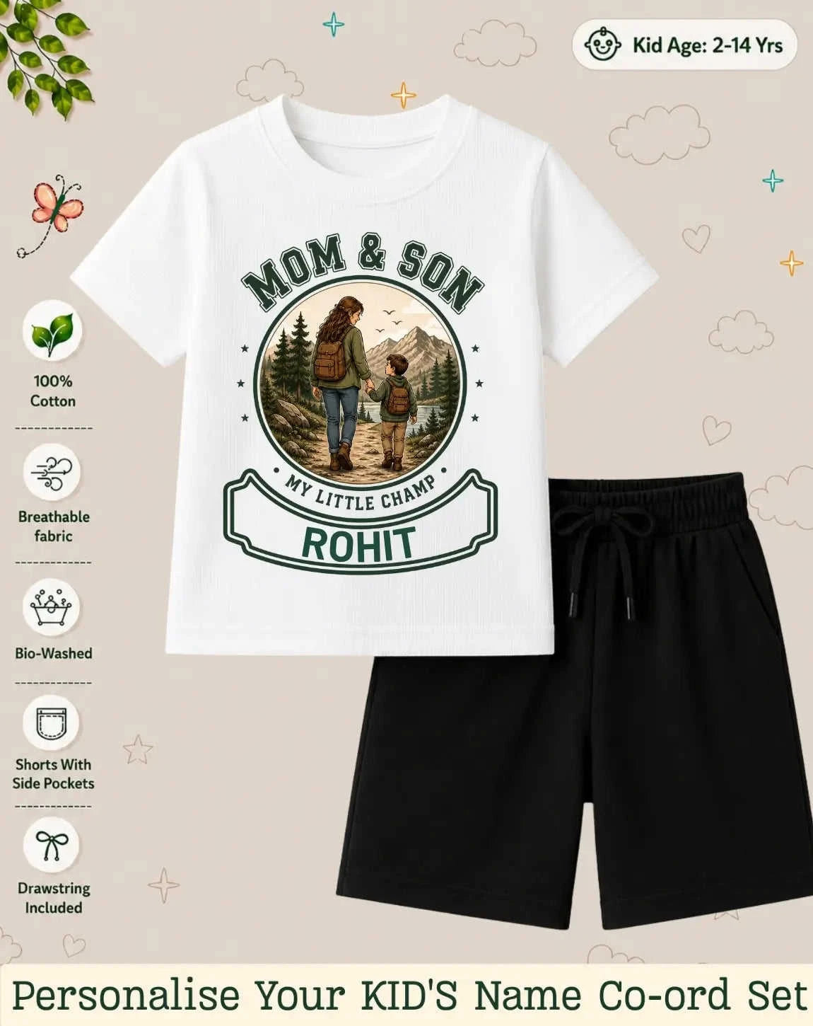 Family Bond Custom Kid Co-ord Set Swiftsoul