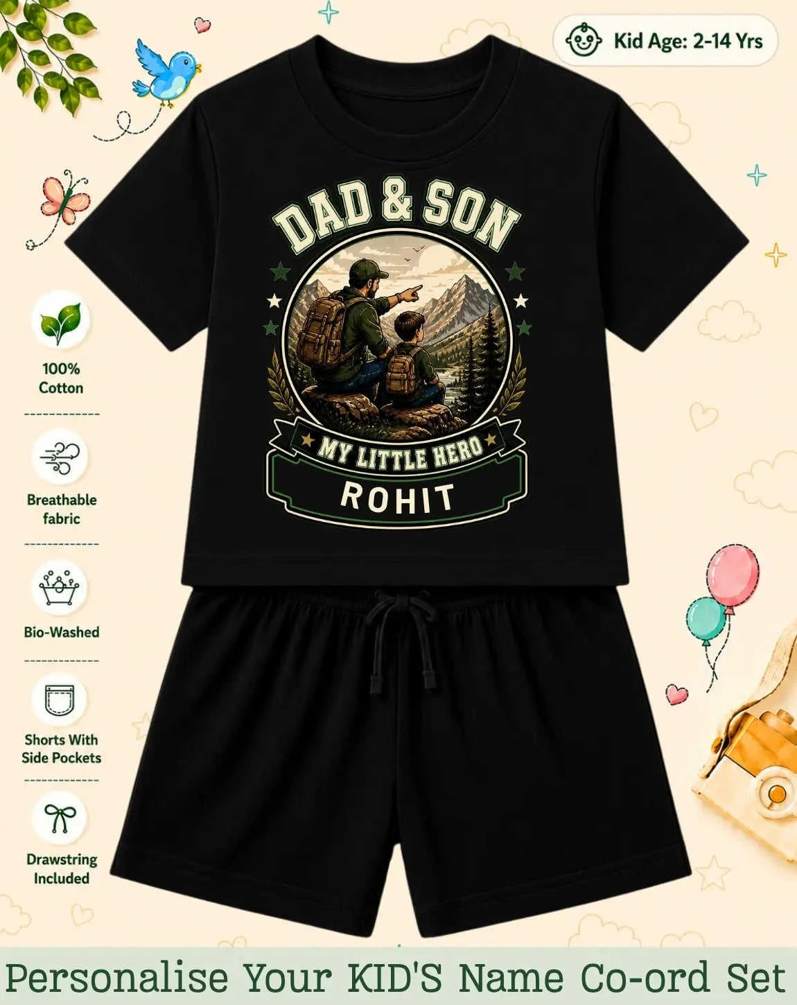 Family Bond Kid Custom Co-ord Set Swiftsoul