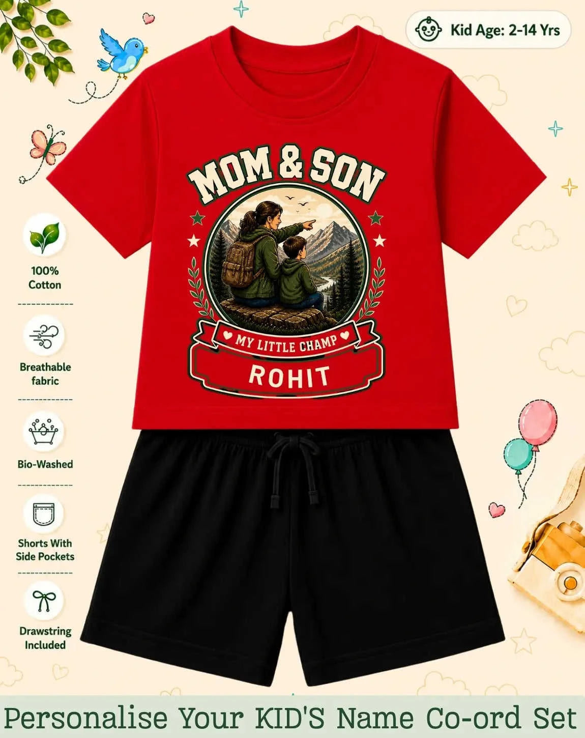 Family Bond Kid Custom Co-ord Set Swiftsoul
