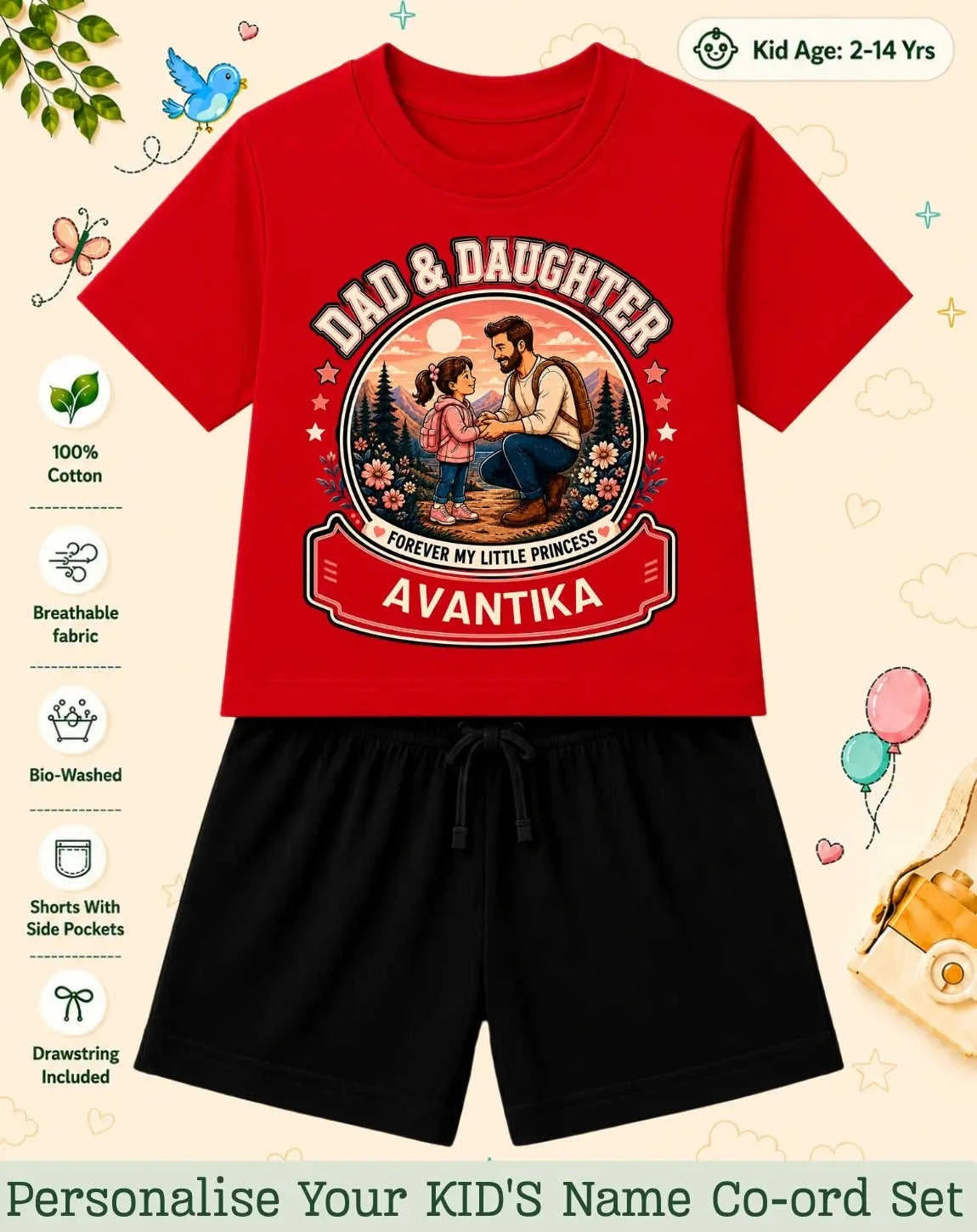 Family Bond Kid Custom Co-ord Set Swiftsoul
