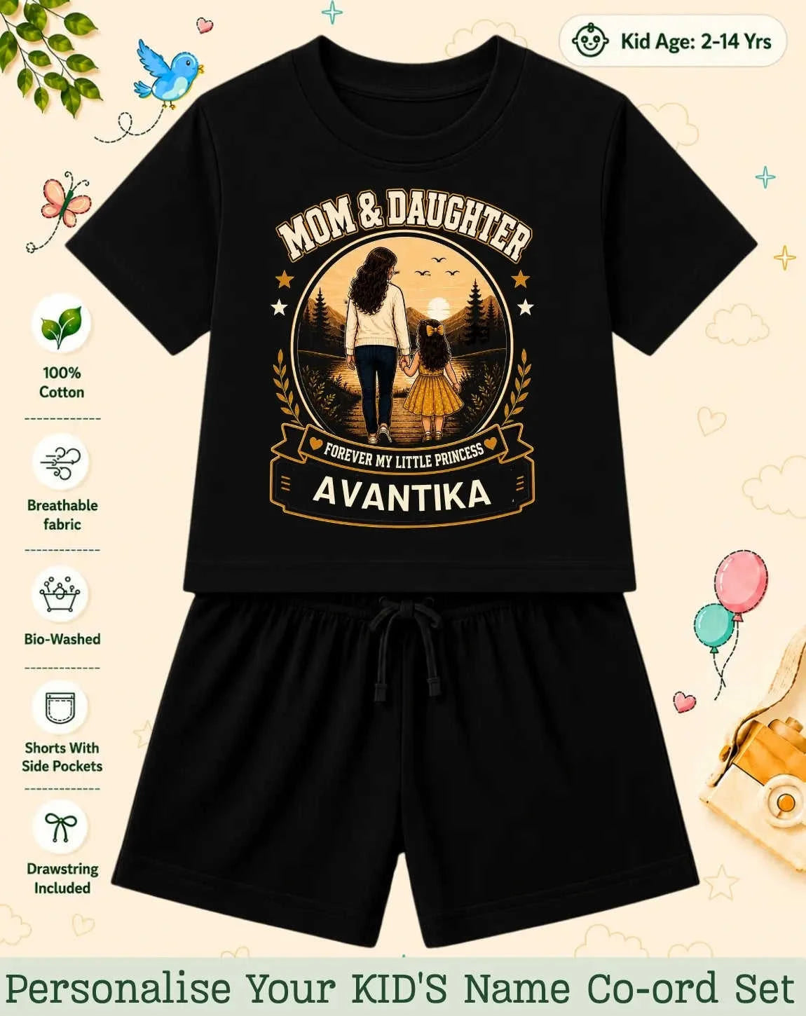 Family Bond Kid Custom Co-ord Set Swiftsoul