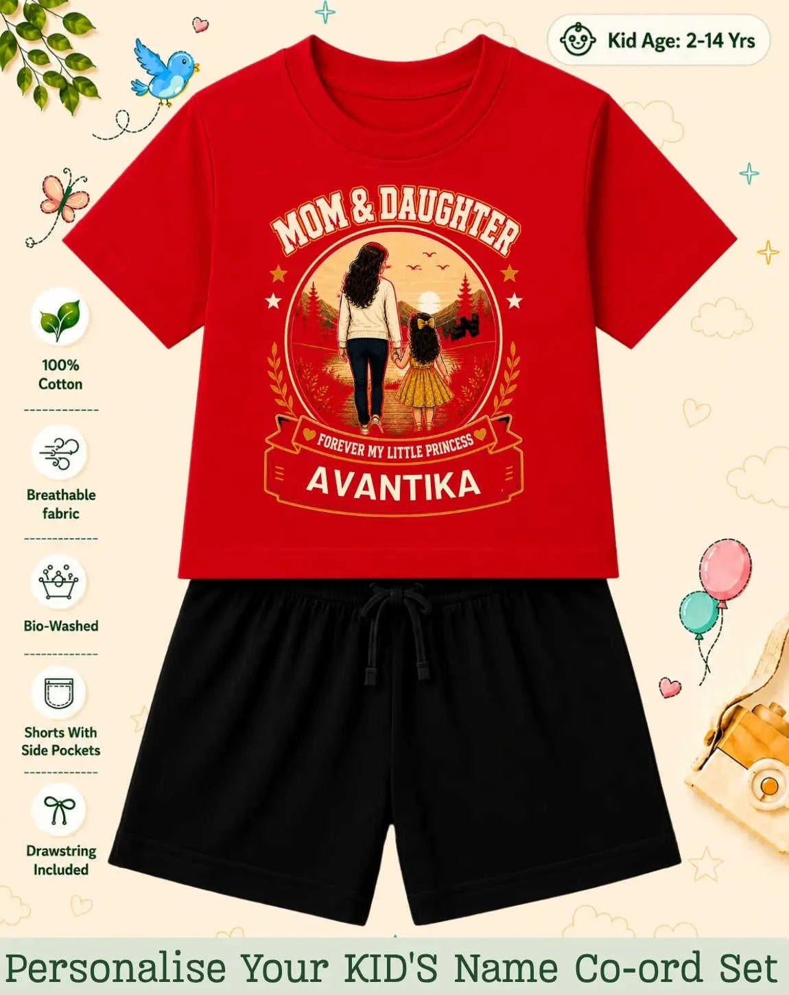 Family Bond Kid Custom Co-ord Set Swiftsoul