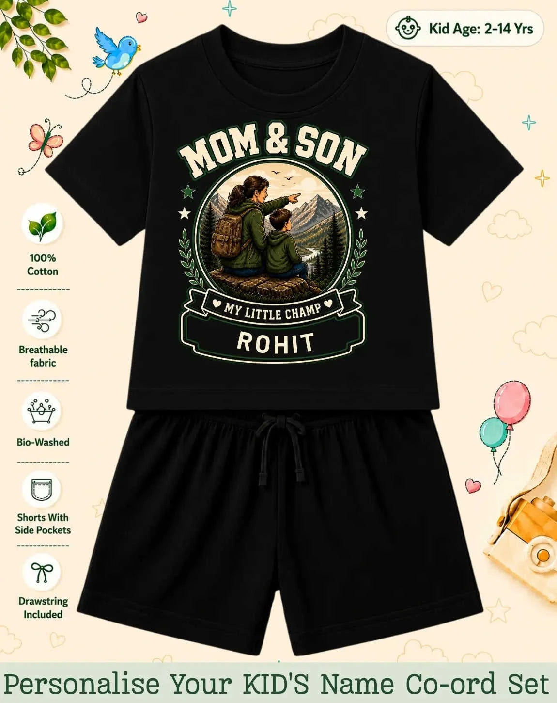 Family Bond Kid Custom Co-ord Set Swiftsoul