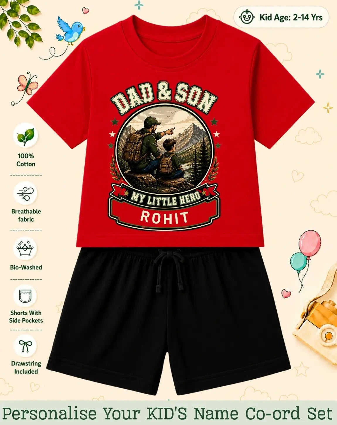 Family Bond Kid Custom Co-ord Set Swiftsoul