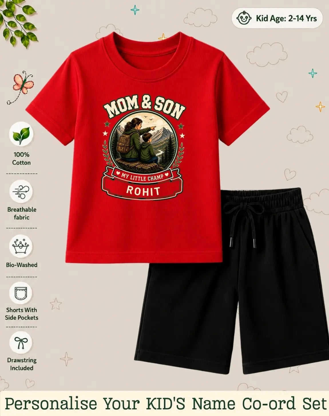 Family Bond Kid Custom Co-ord Set Swiftsoul