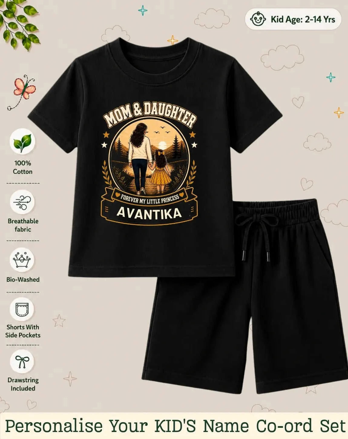 Family Bond Kid Custom Co-ord Set Swiftsoul