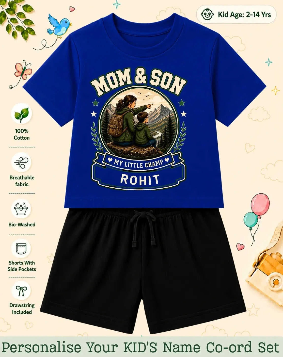 Family Bond Kid Custom Co-ord Set Swiftsoul