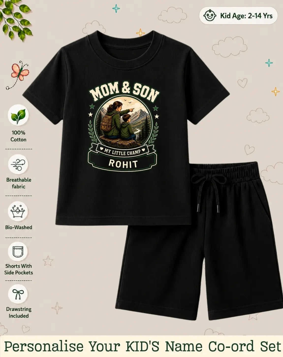 Family Bond Kid Custom Co-ord Set Swiftsoul