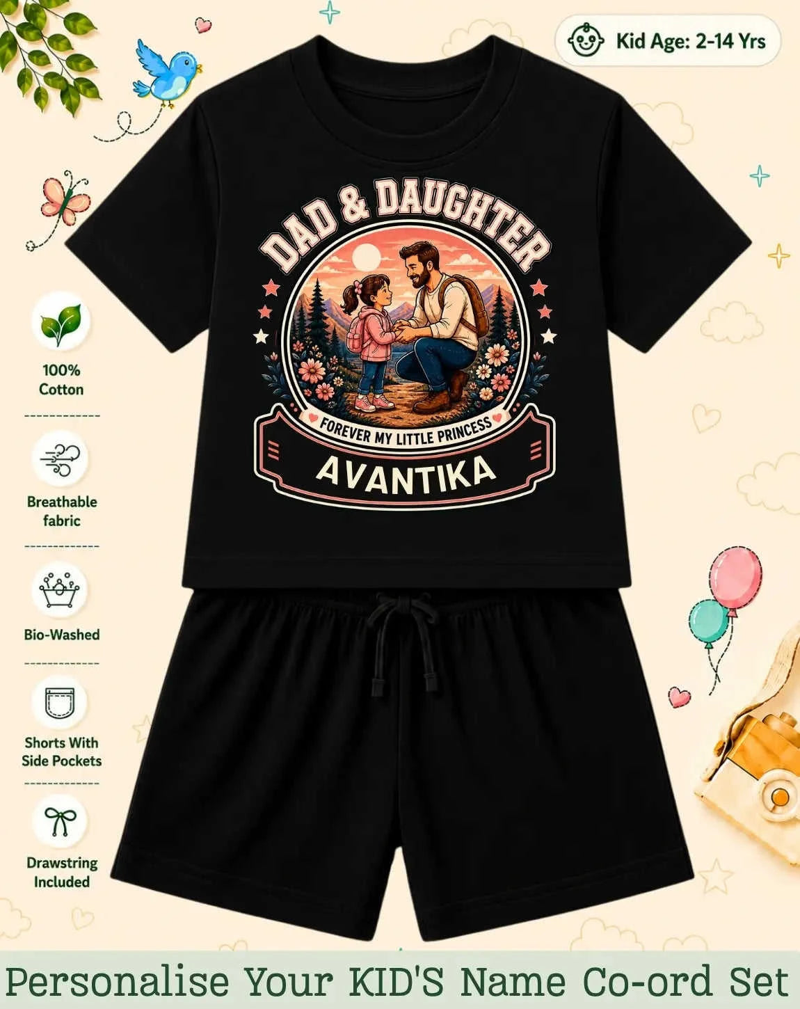 Family Bond Kid Custom Co-ord Set Swiftsoul