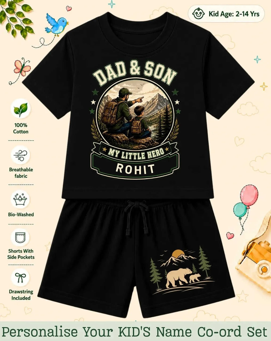 Family Bond Kid's Custom Co-ord Set Swiftsoul