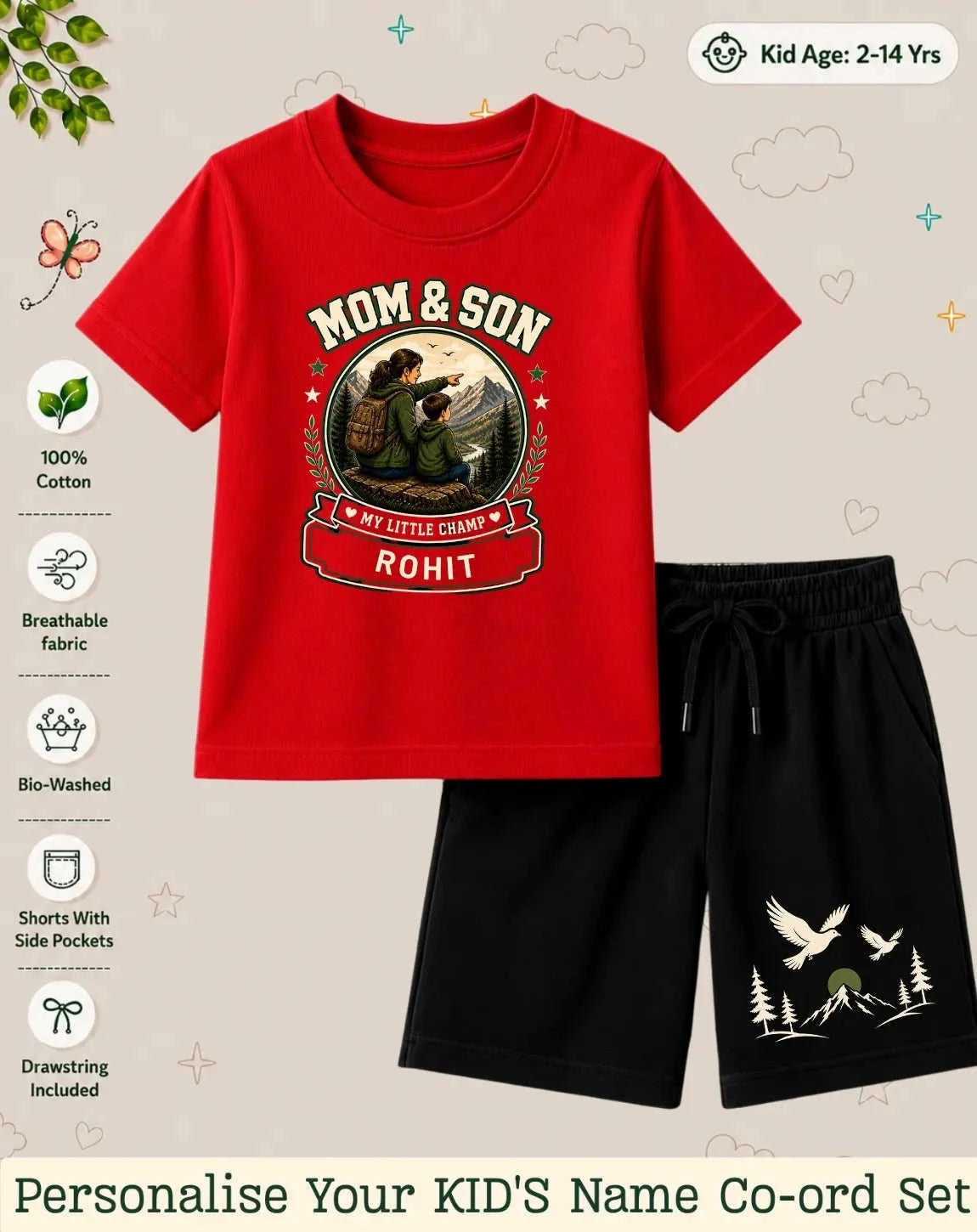 Family Bond Kid's Custom Co-ord Set Swiftsoul