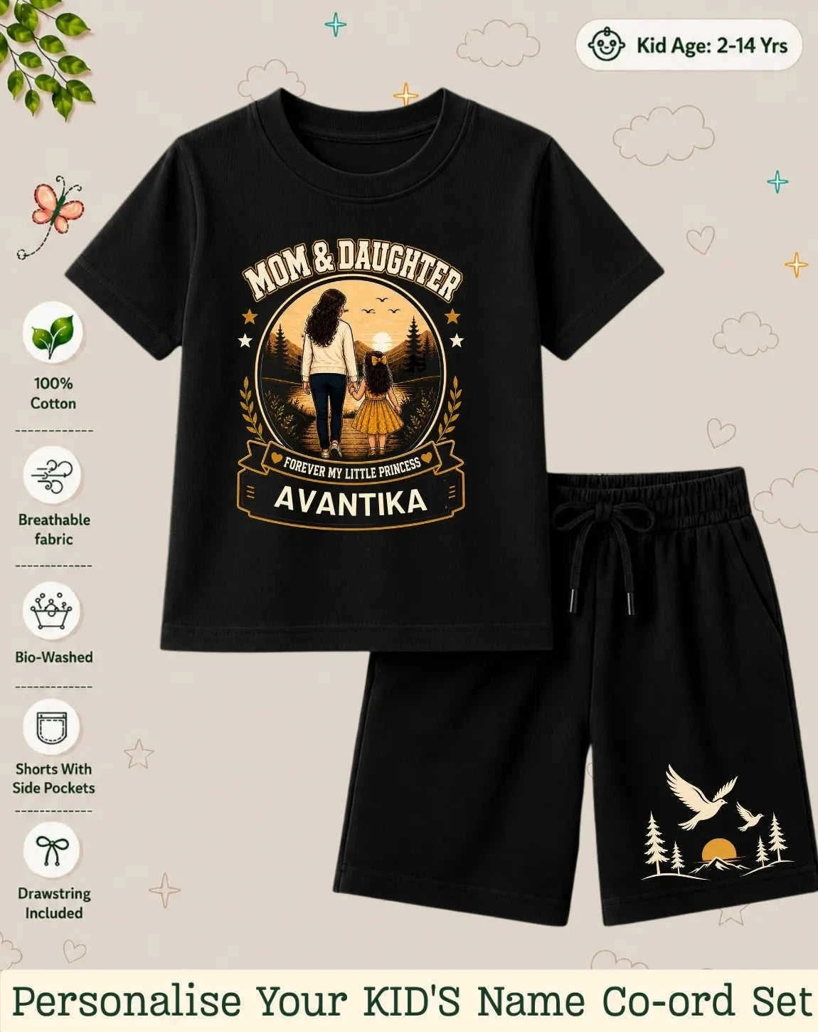 Family Bond Kid's Custom Co-ord Set Swiftsoul