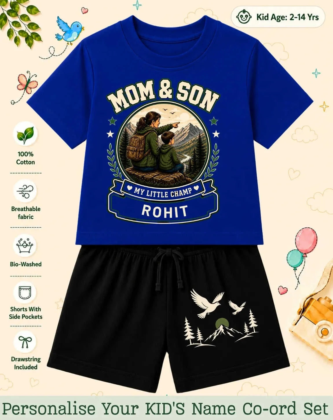 Family Bond Kid's Custom Co-ord Set Swiftsoul