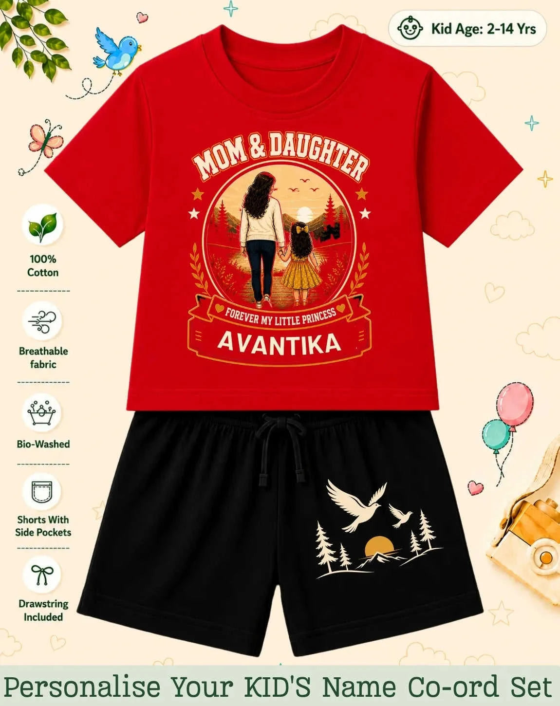 Family Bond Kid's Custom Co-ord Set Swiftsoul