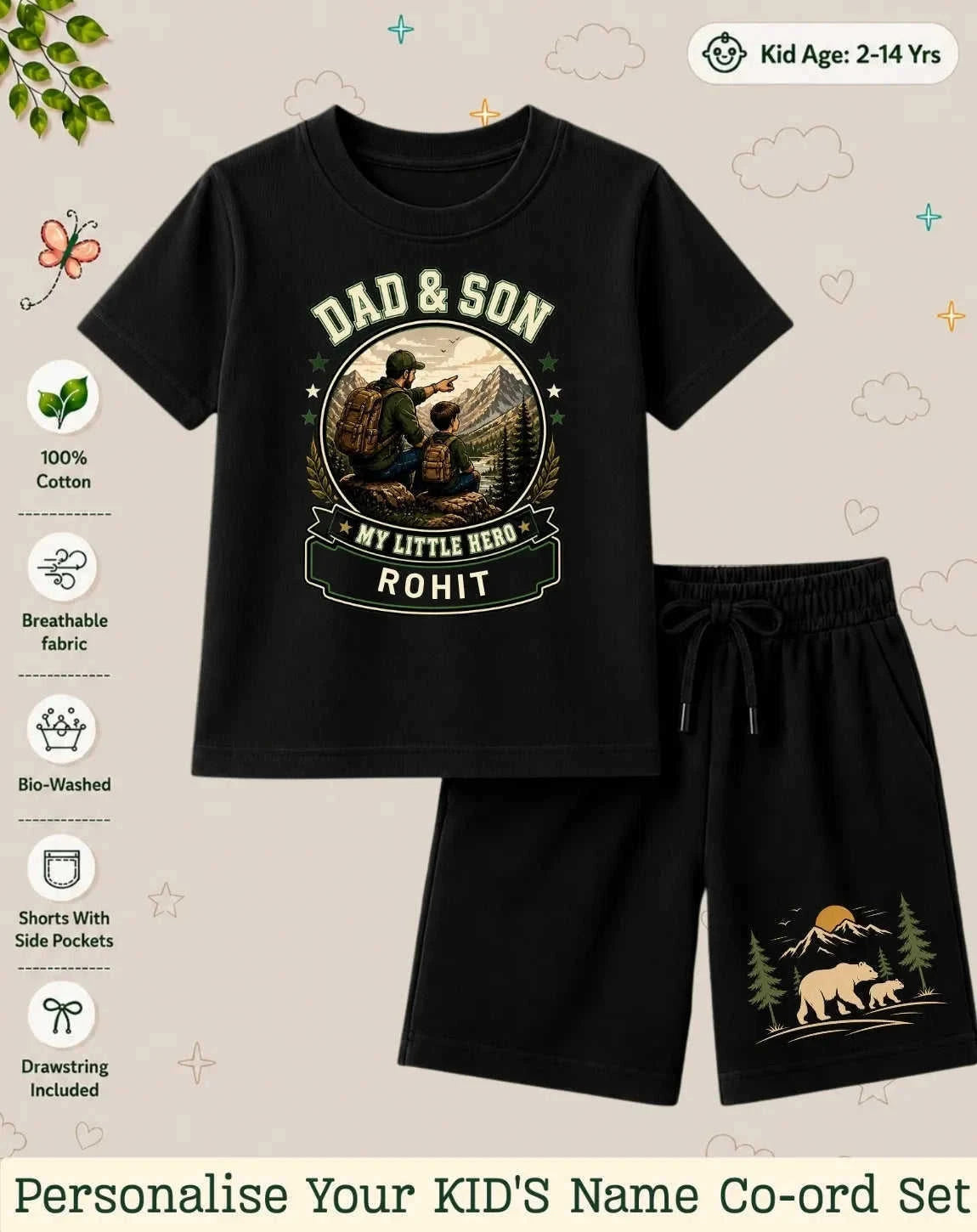 Family Bond Kid's Custom Co-ord Set Swiftsoul