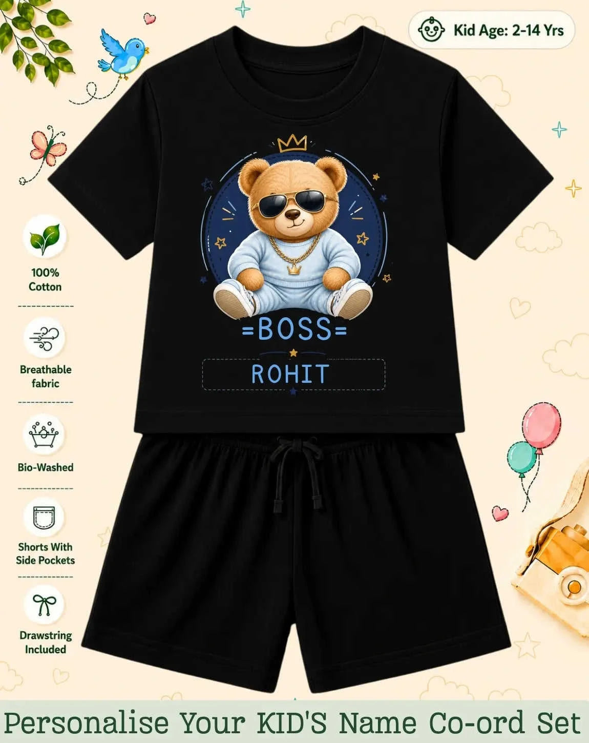 Family Boss Custom Kid Co-ord Set Swiftsoul