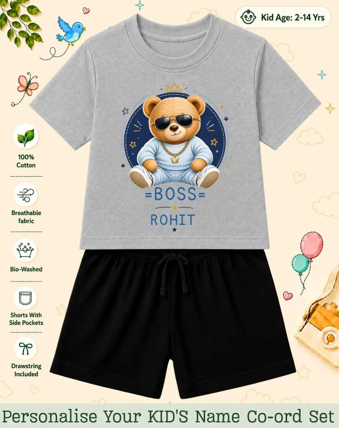 Family Boss Custom Kid Co-ord Set Swiftsoul