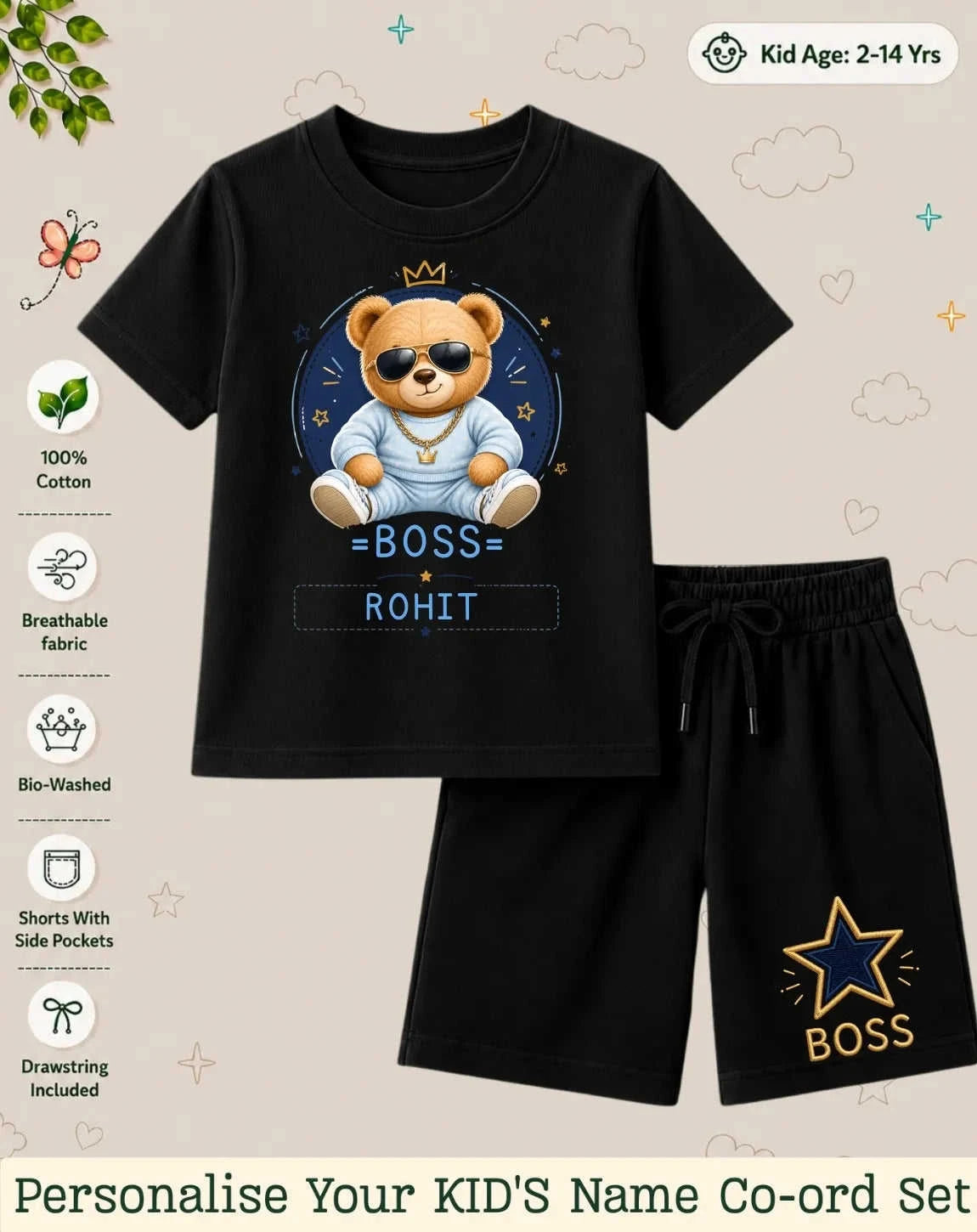 Family Boss Custom Kid's Co-ord Set Swiftsoul