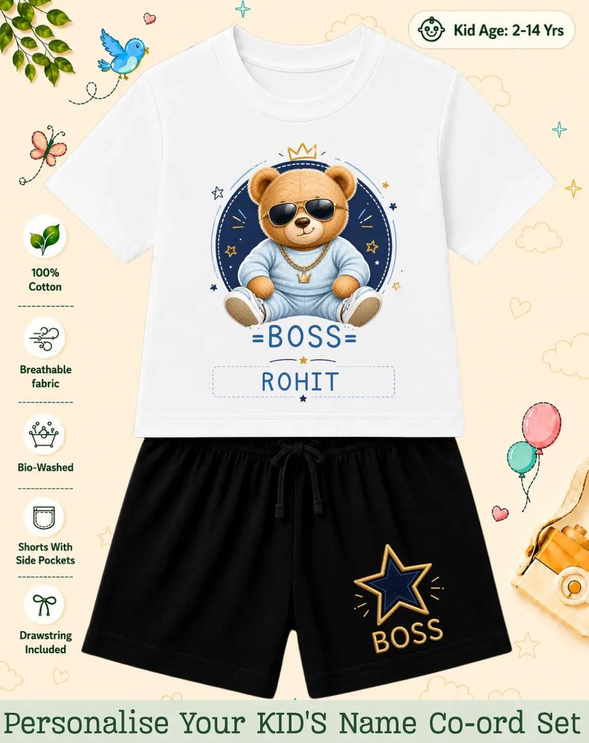 Family Boss Custom Kid's Co-ord Set Swiftsoul
