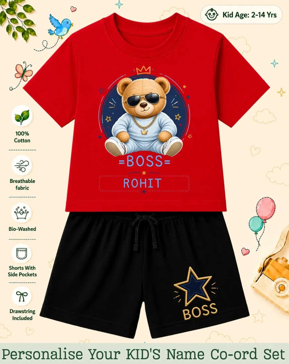Family Boss Custom Kid's Co-ord Set Swiftsoul