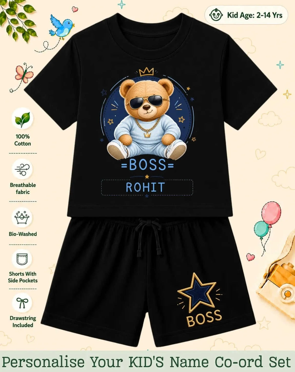 Family Boss Custom Kid's Co-ord Set Swiftsoul