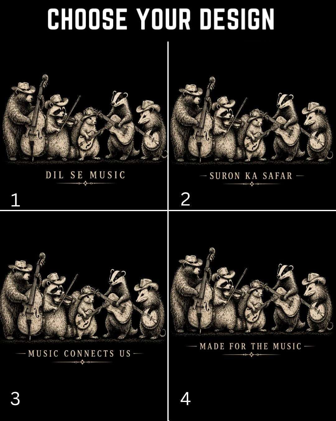Folk Band Animals Music T-Shirt