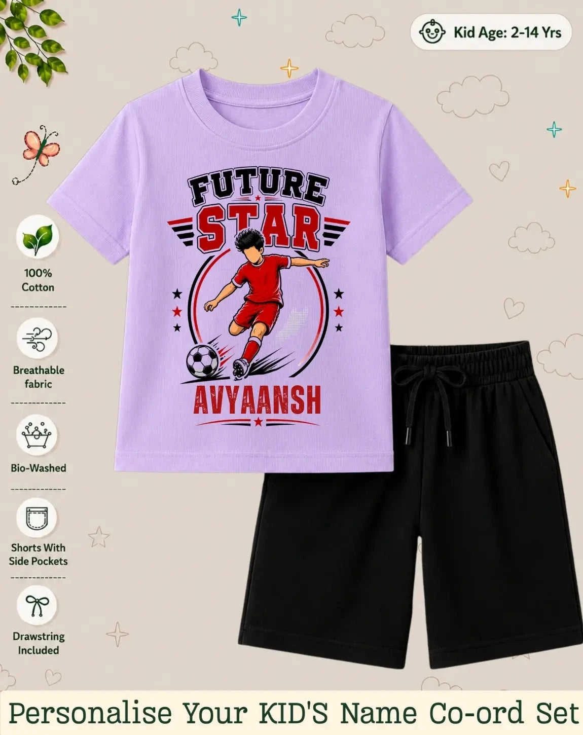 Future Sport Star Custom Kid Co-ord Set Swiftsoul