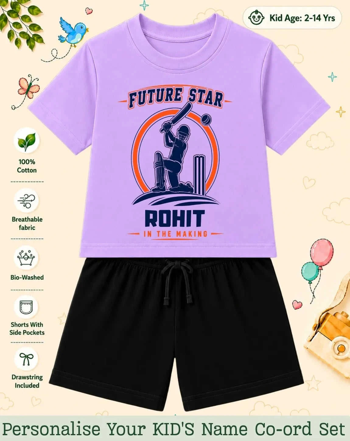 Future Sport Star Custom Kid Co-ord Set Swiftsoul