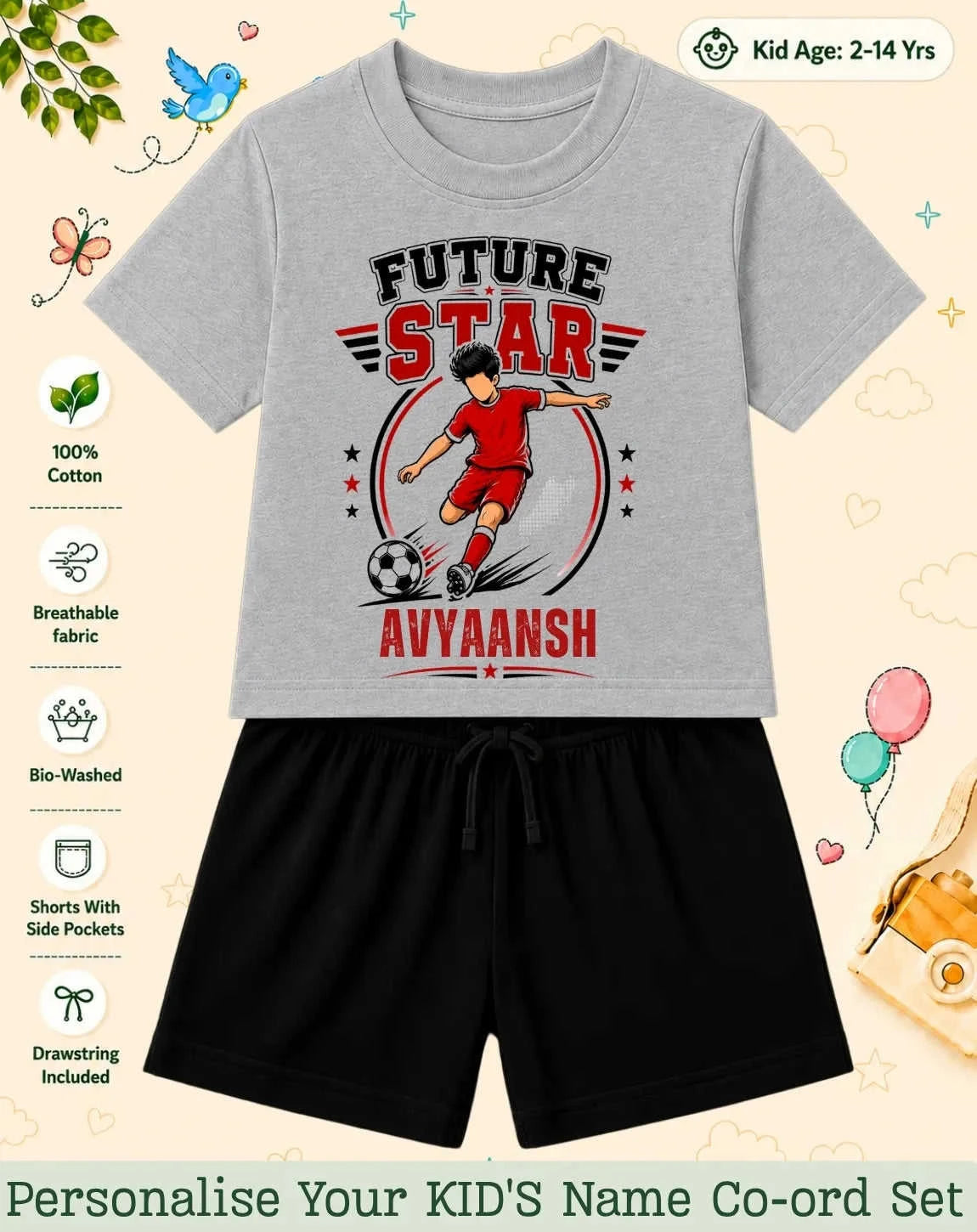 Future Sport Star Custom Kid Co-ord Set Swiftsoul