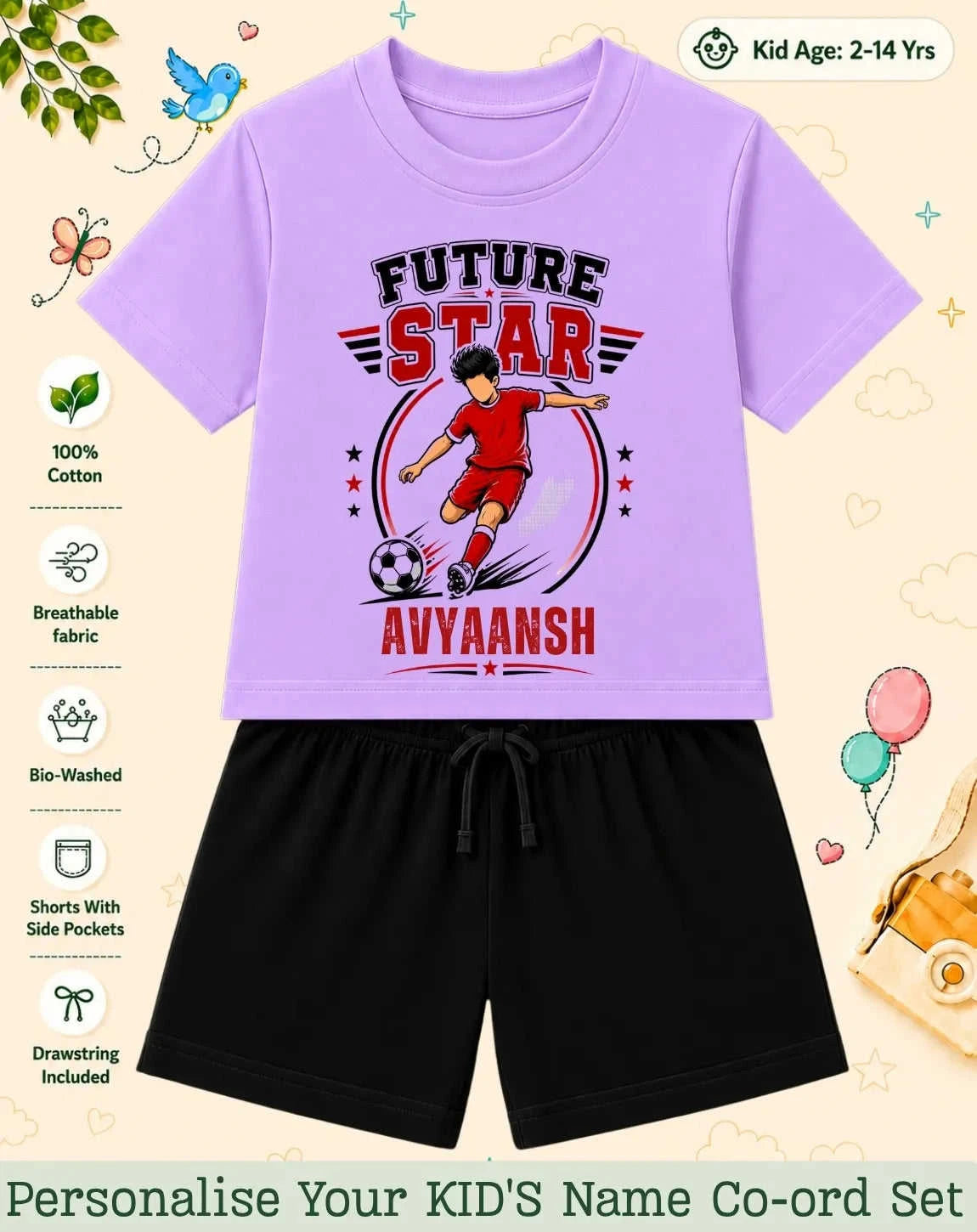 Future Sport Star Custom Kid Co-ord Set Swiftsoul