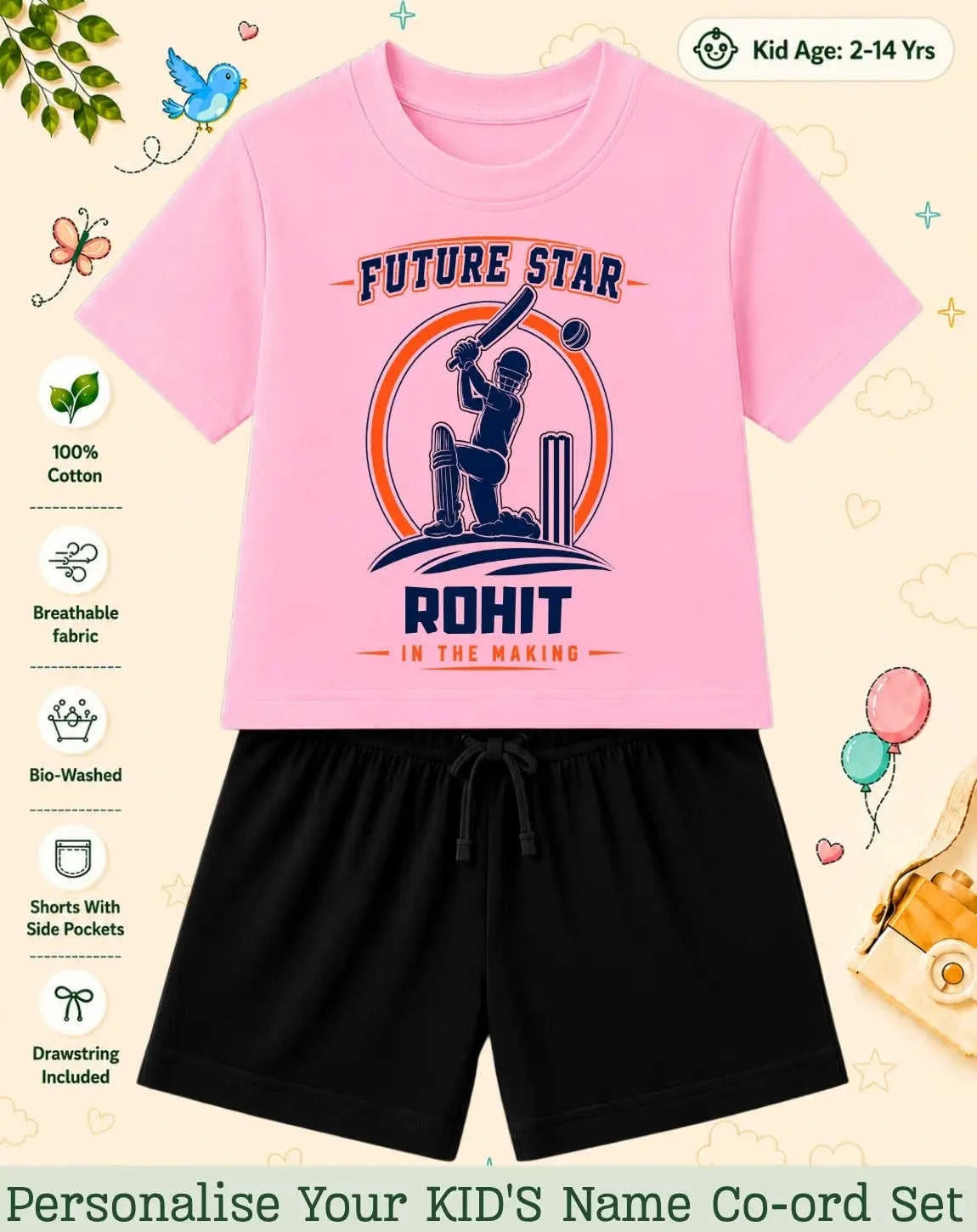 Future Sport Star Custom Kid Co-ord Set Swiftsoul