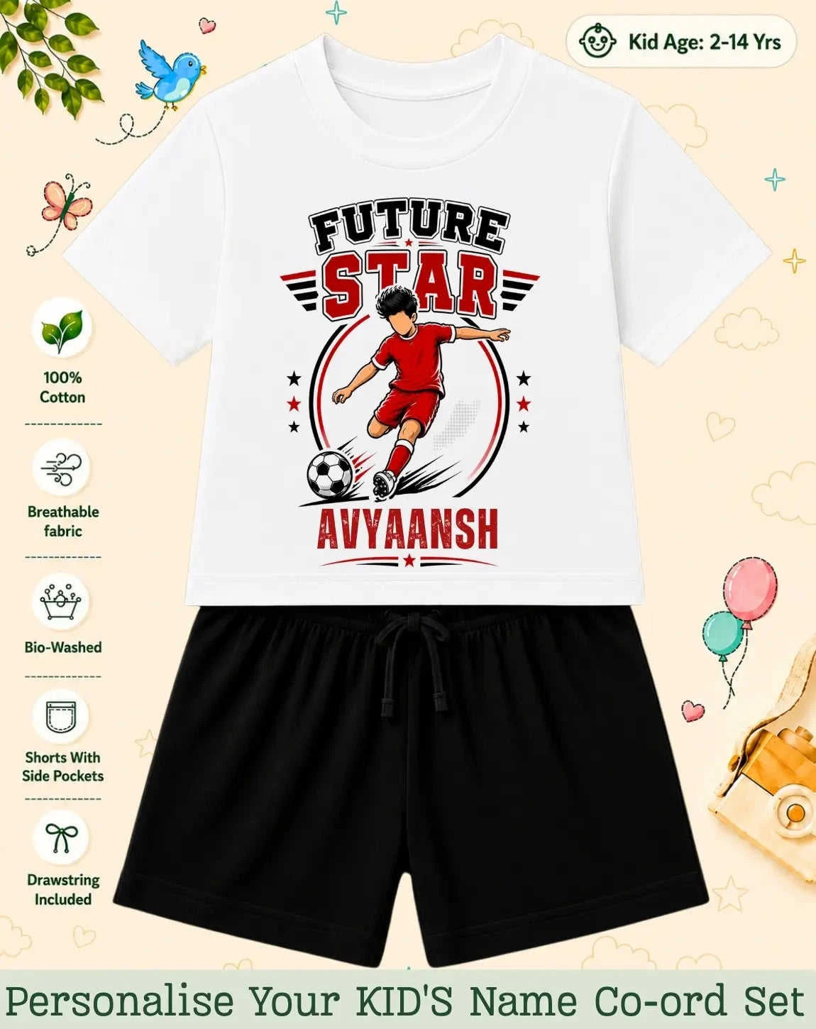 Future Sport Star Custom Kid Co-ord Set Swiftsoul