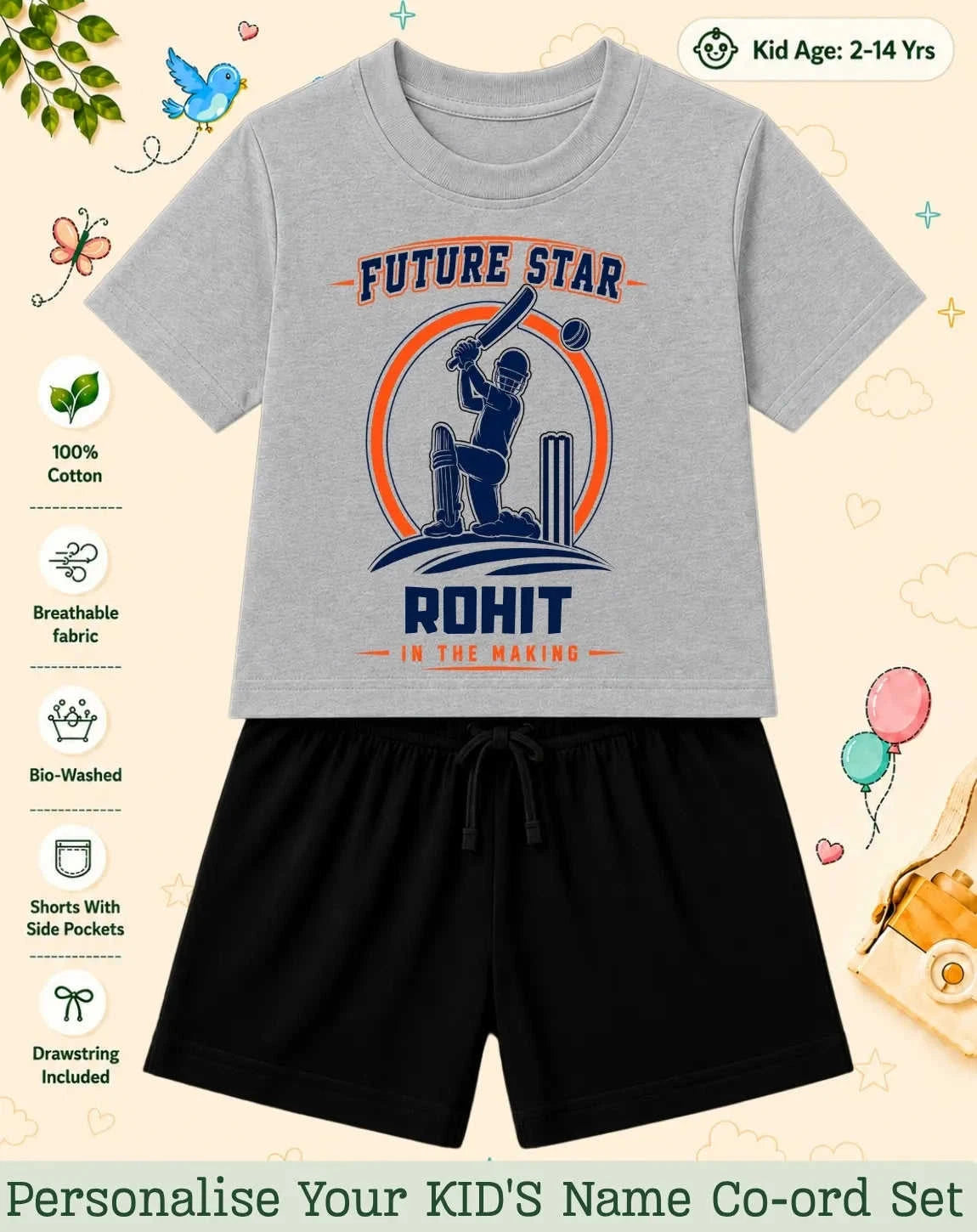 Future Sport Star Custom Kid Co-ord Set Swiftsoul