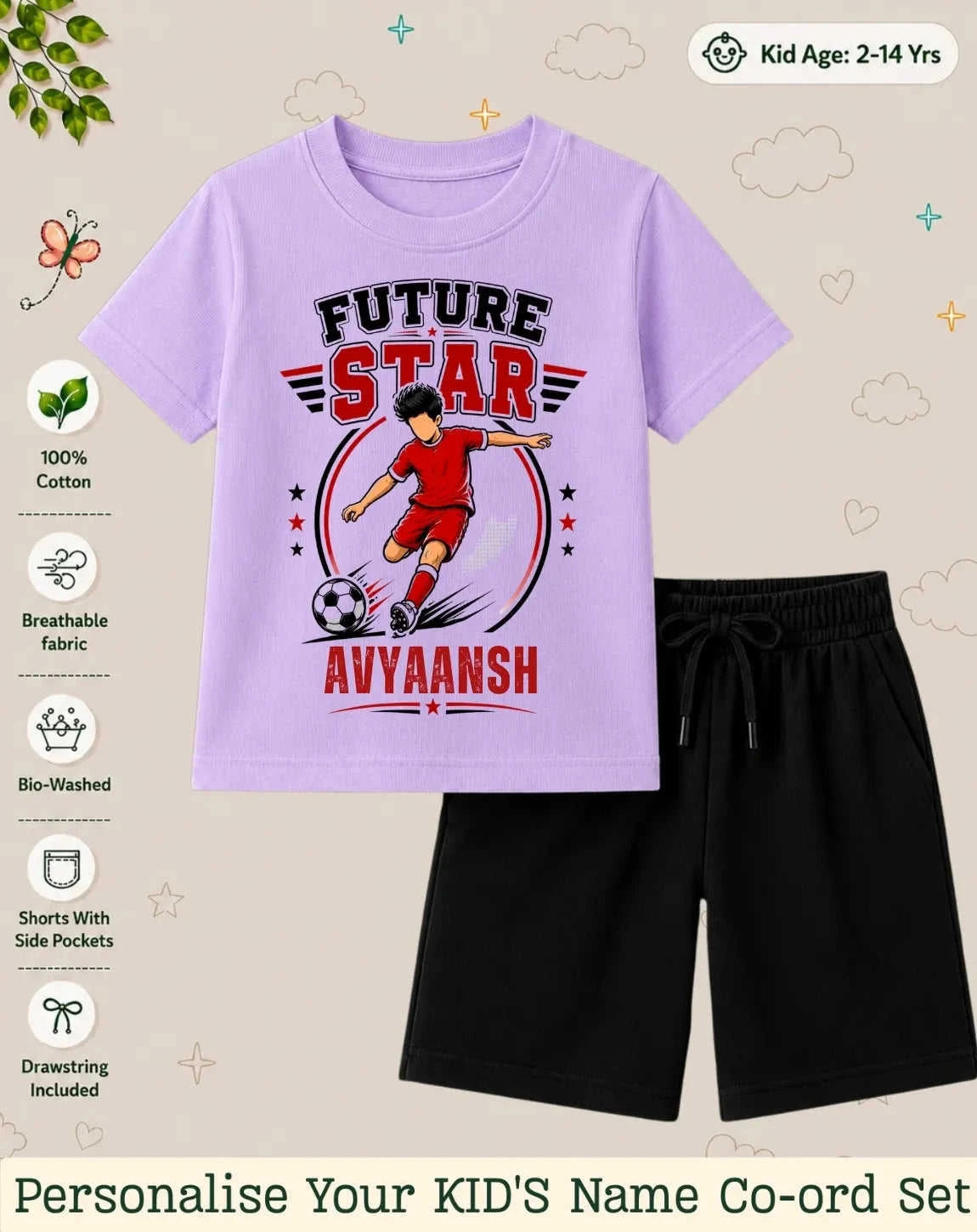 Future Sport Star Custom Kid Co-ord Set Swiftsoul