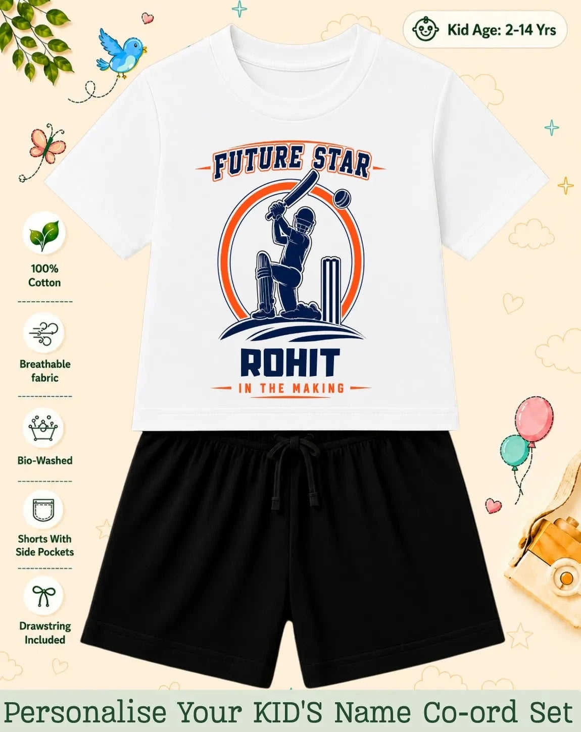 Future Sport Star Custom Kid Co-ord Set Swiftsoul