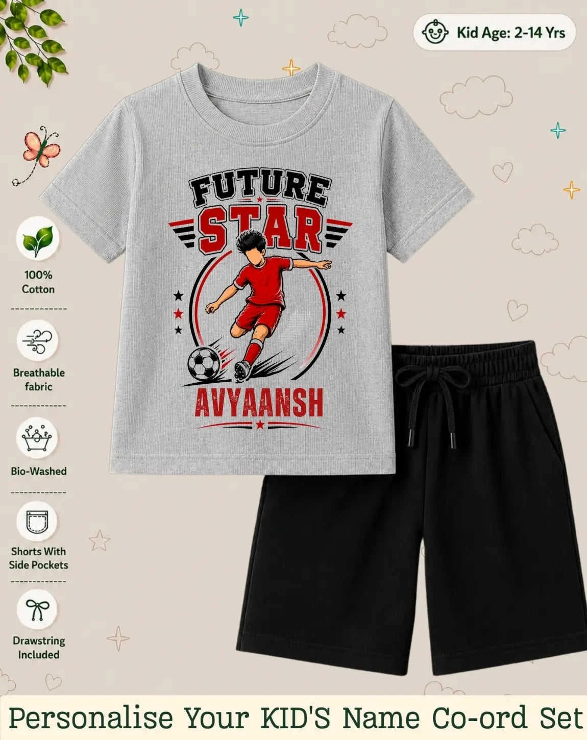 Future Sport Star Custom Kid Co-ord Set Swiftsoul