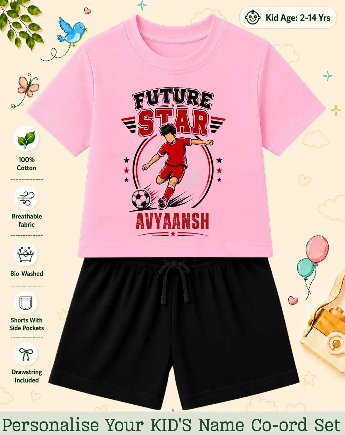 Future Sport Star Custom Kid Co-ord Set Swiftsoul