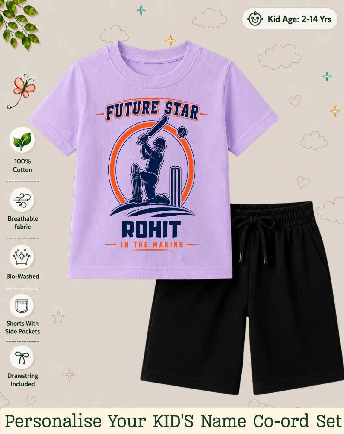 Future Sport Star Custom Kid Co-ord Set Swiftsoul
