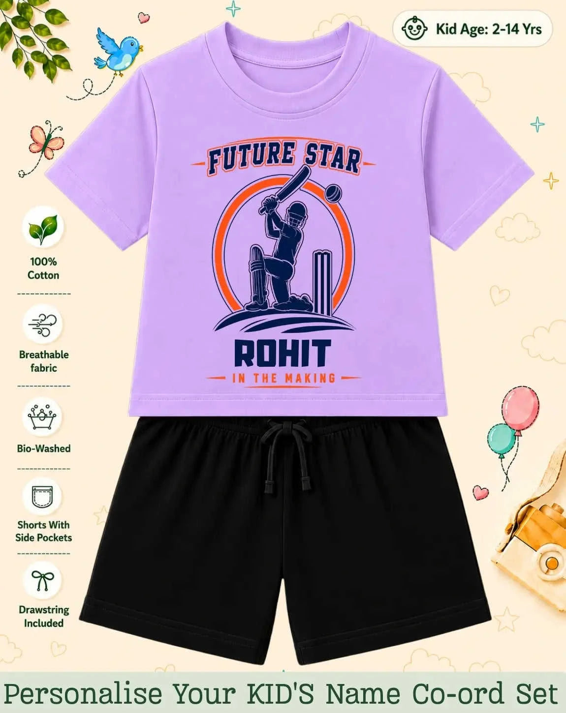 Future Sport Star Custom Kid Co-ord Set Swiftsoul