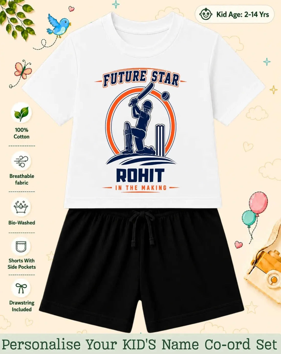 Future Sport Star Custom Kid Co-ord Set Swiftsoul