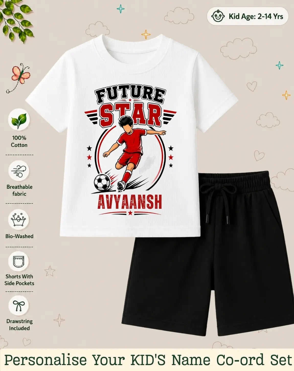 Future Sport Star Custom Kid Co-ord Set Swiftsoul
