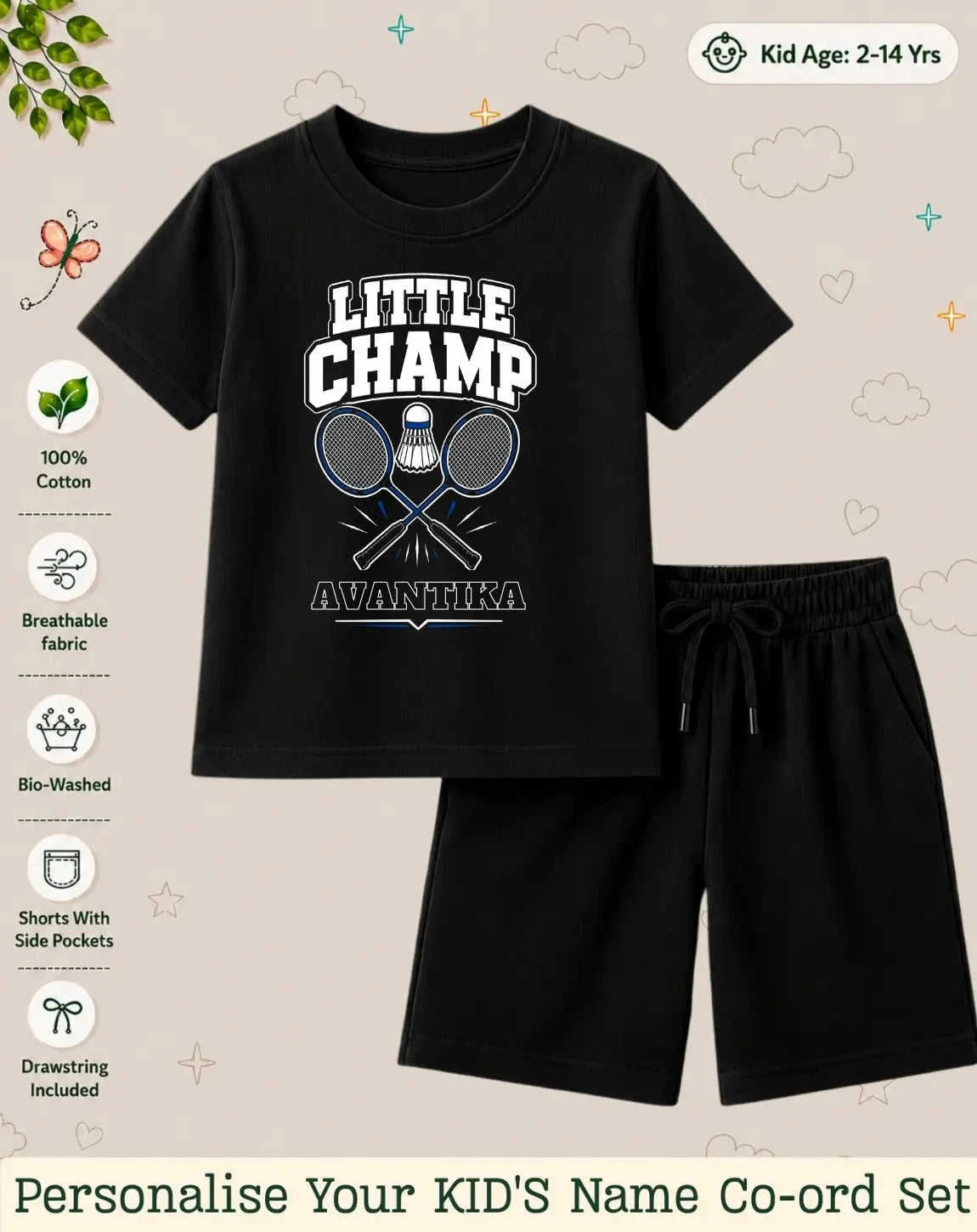 Future Sport Star Kid Custom Co-ord Set Swiftsoul