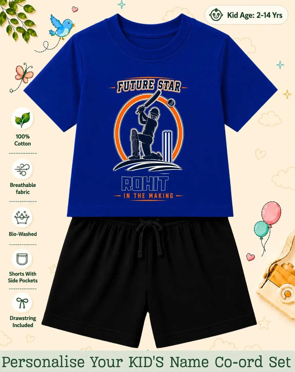 Future Sport Star Kid Custom Co-ord Set Swiftsoul