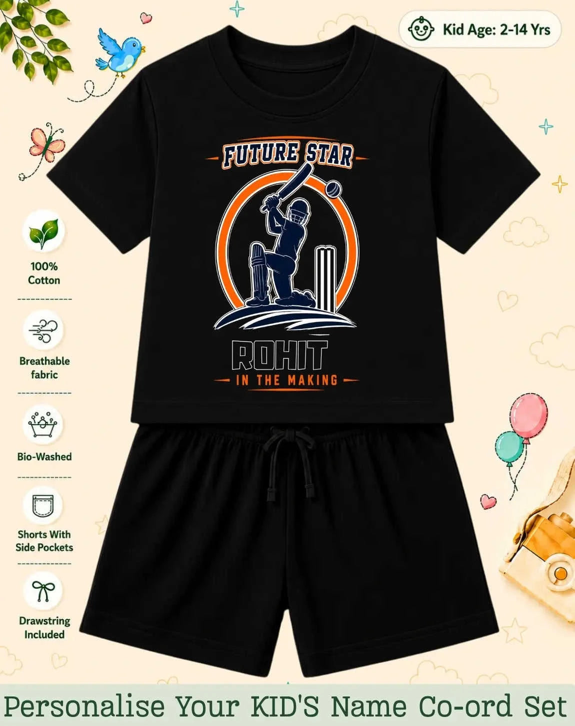 Future Sport Star Kid Custom Co-ord Set Swiftsoul