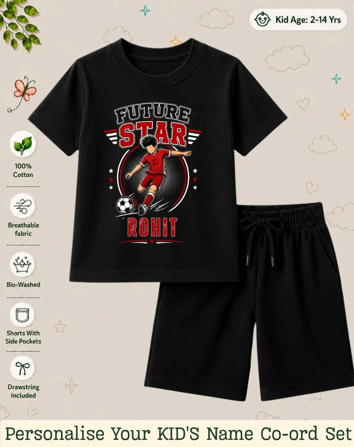 Future Sport Star Kid Custom Co-ord Set Swiftsoul