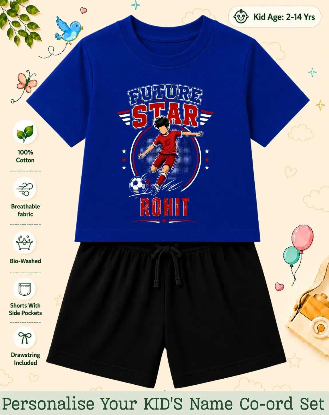 Future Sport Star Kid Custom Co-ord Set Swiftsoul
