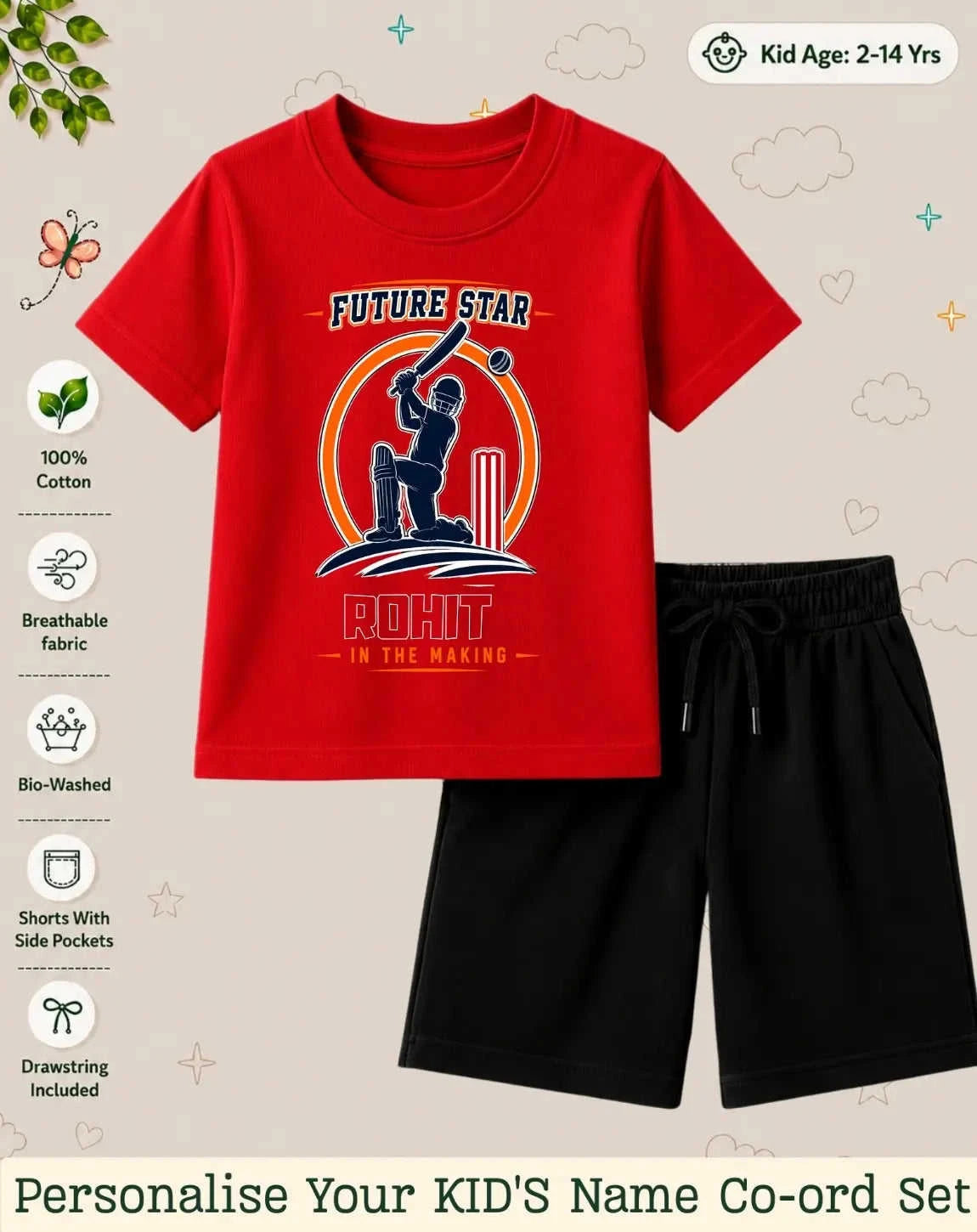 Future Sport Star Kid Custom Co-ord Set Swiftsoul