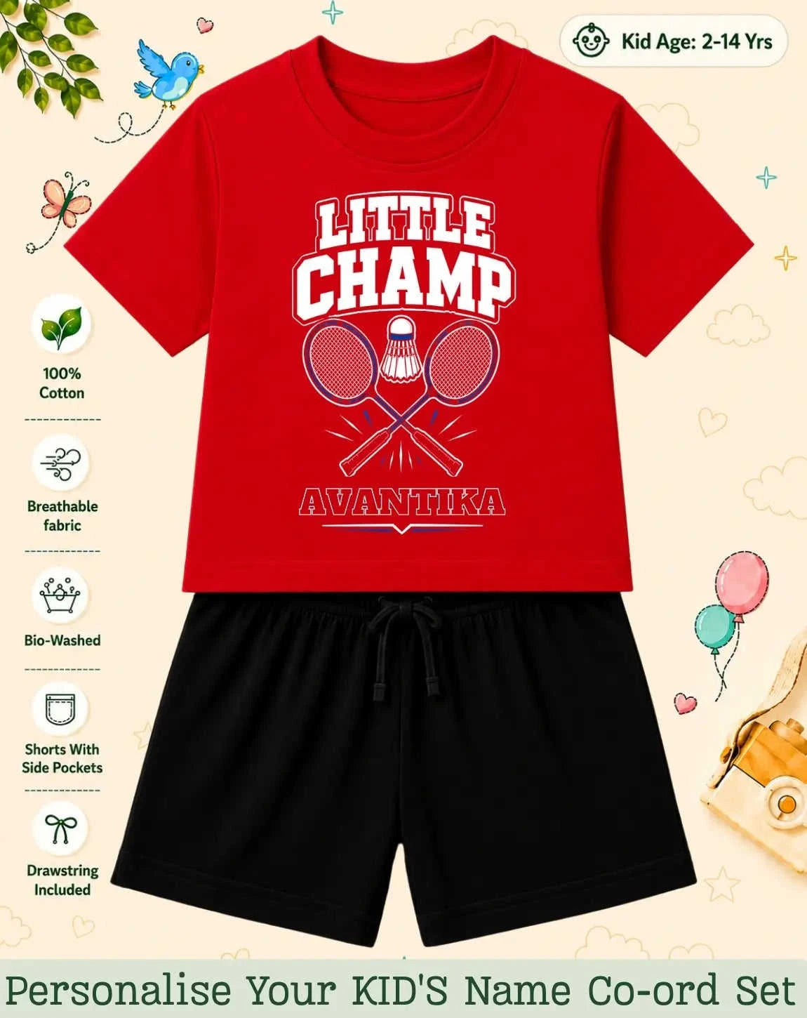 Future Sport Star Kid Custom Co-ord Set Swiftsoul