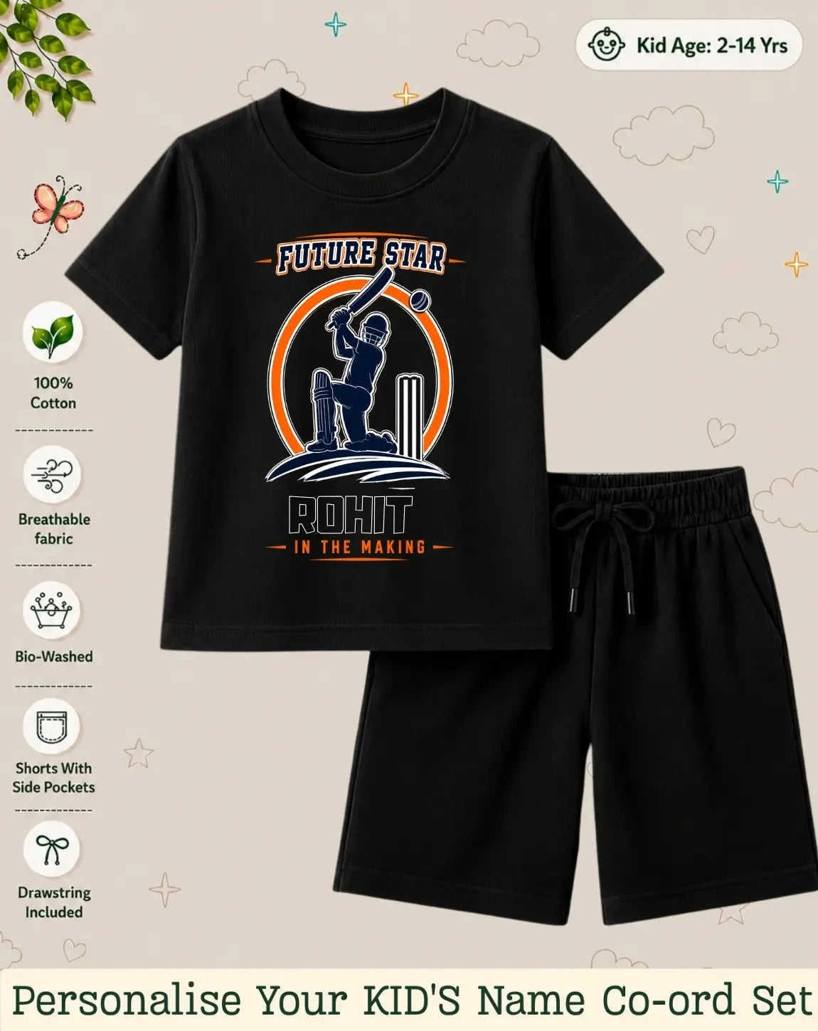 Future Sport Star Kid Custom Co-ord Set Swiftsoul