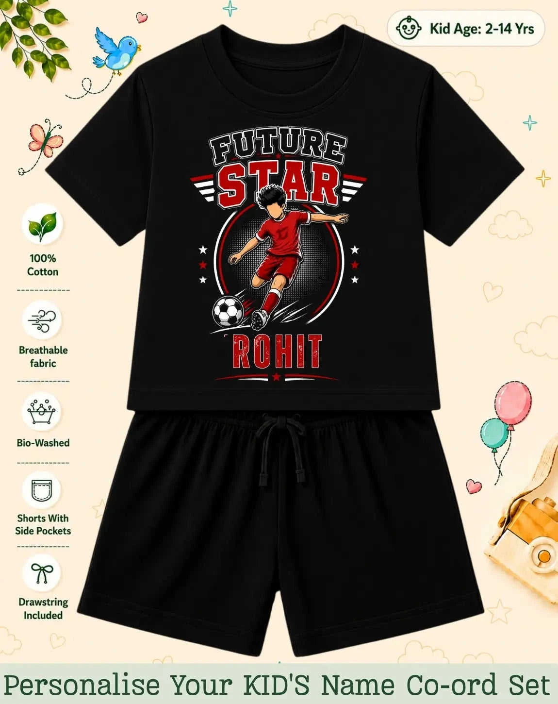 Future Sport Star Kid Custom Co-ord Set Swiftsoul